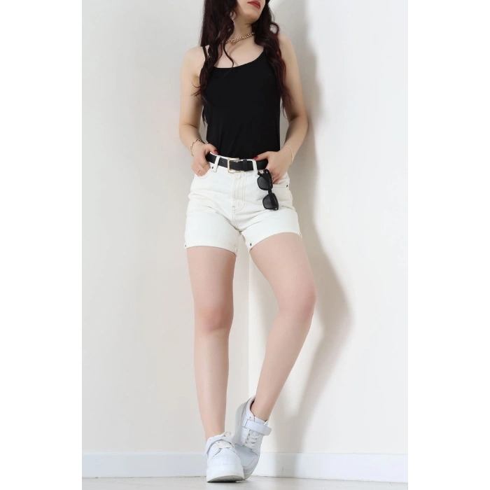 Viskon İp Askılı Çıtçıtlı Atlet Siyah - 3500.2127.