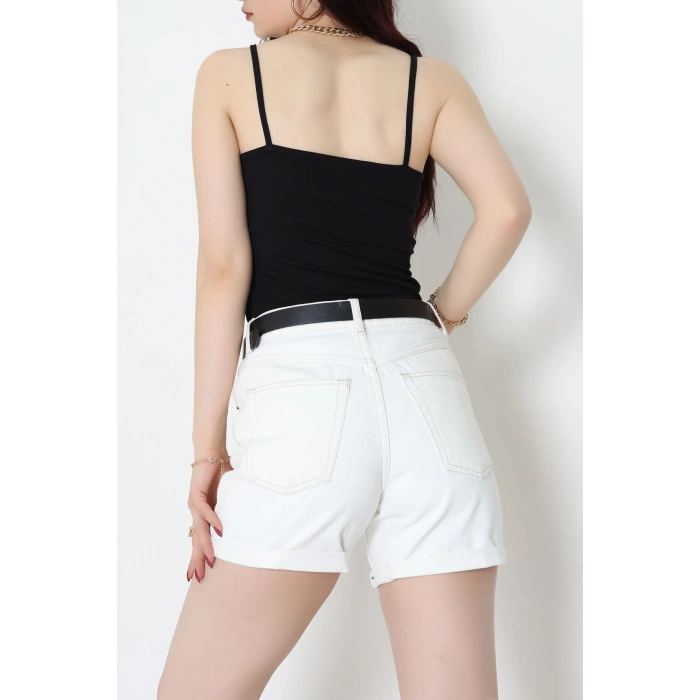 Viskon İp Askılı Çıtçıtlı Atlet Siyah - 3500.2127.