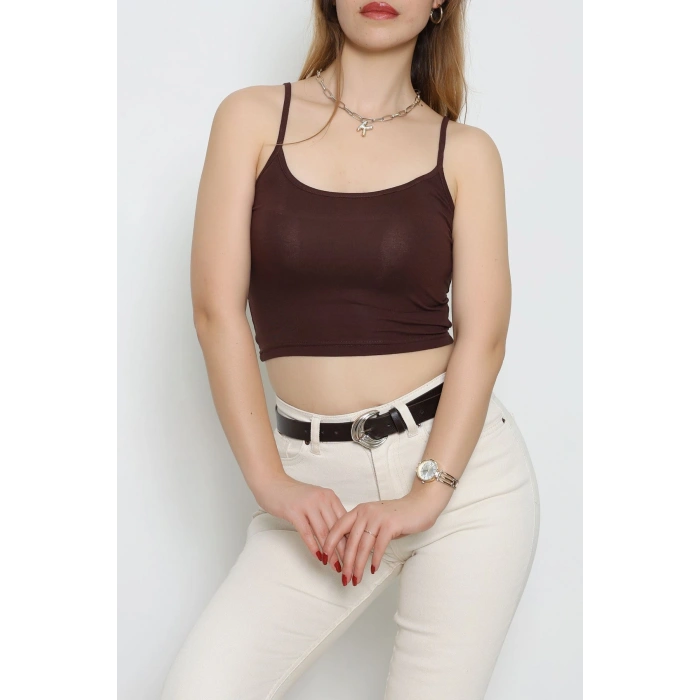 Viskon İp Asklı Atlet Kahverengi - 7000.2127.