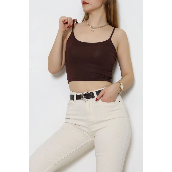 Viskon İp Asklı Atlet Kahverengi - 7000.2127.