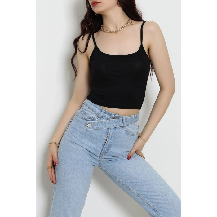 Viskon İp Asklı Atlet Siyah - 7000.2127.