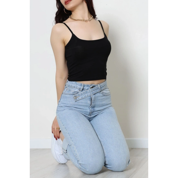 Viskon İp Asklı Atlet Siyah - 7000.2127.