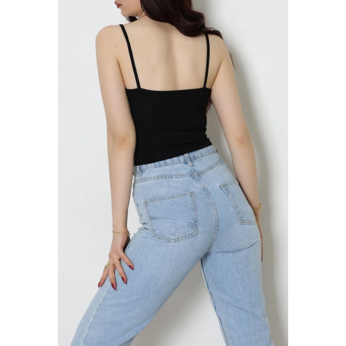 Viskon İp Asklı Atlet Siyah - 7000.2127.