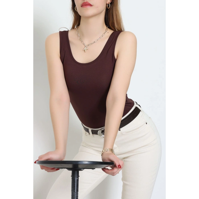 Viskon Kalın Askılı Atlet Kahverengi - 6400.2127.