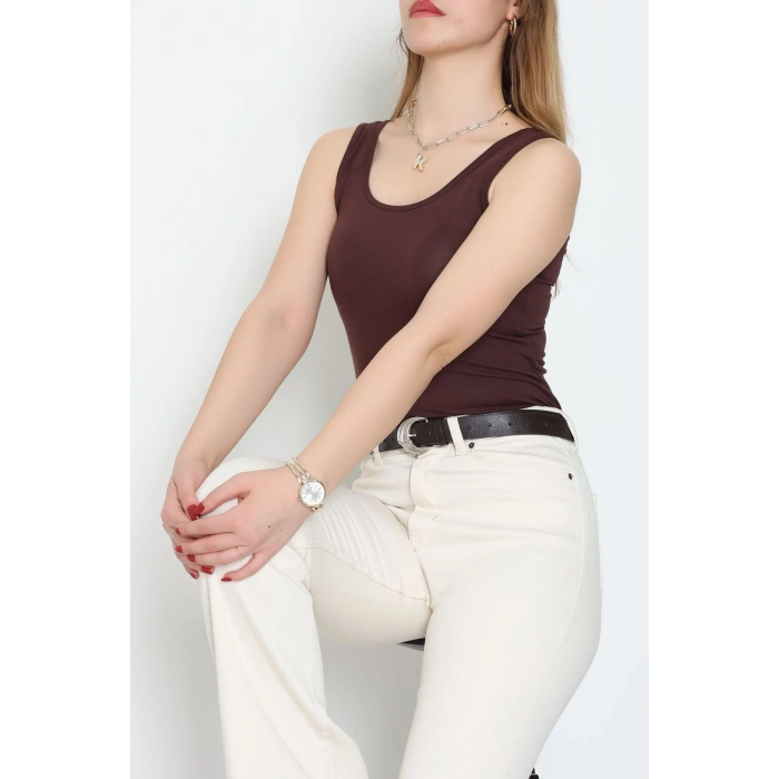 Viskon Kalın Askılı Atlet Kahverengi - 6400.2127.