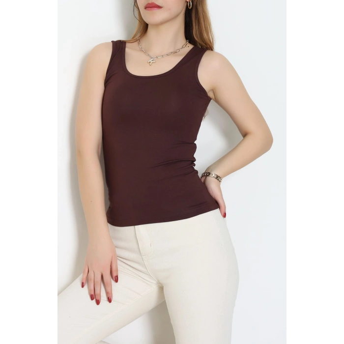 Viskon Kalın Askılı Atlet Kahverengi - 6400.2127.