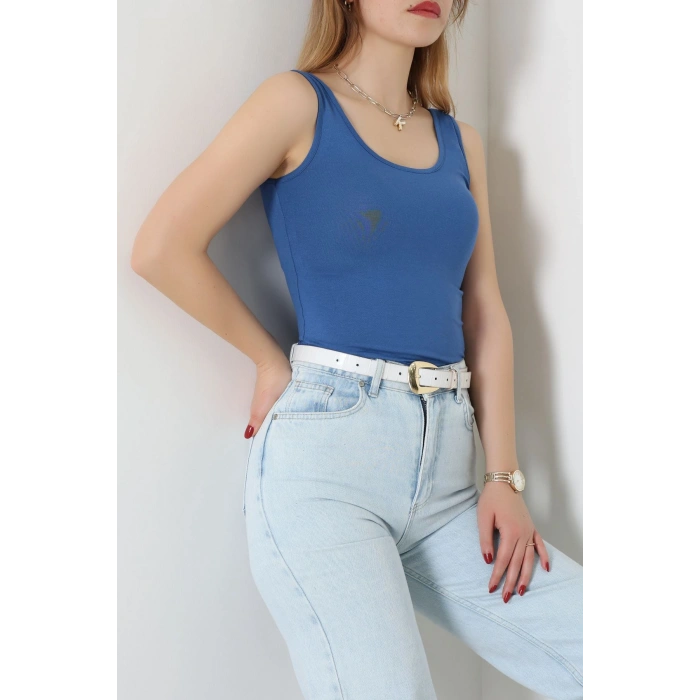 Viskon Kalın Askılı Atlet Mavi - 6400.2127.