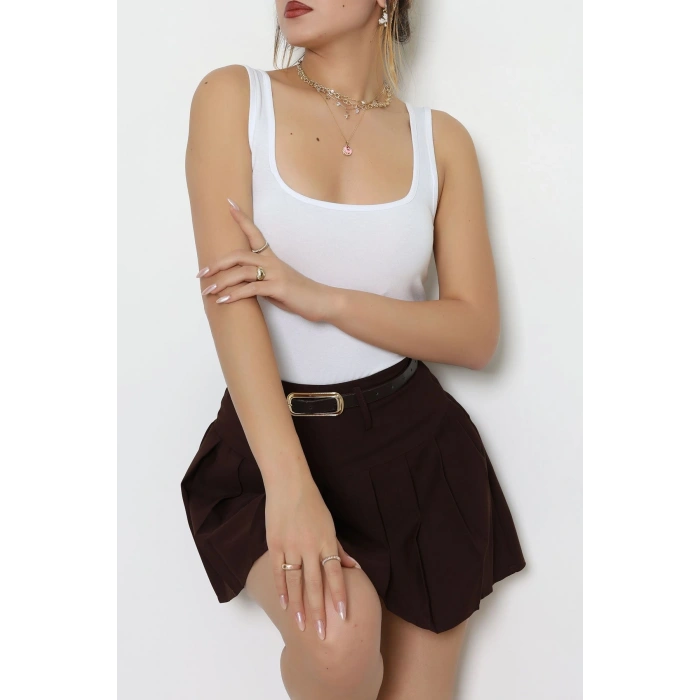 Viskon Kare Yaka Çıtçıtlı Body Beyaz - 70882.2127.