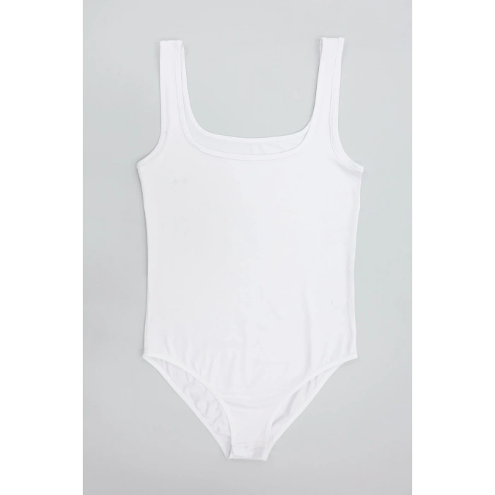 Viskon Kare Yaka Çıtçıtlı Body Beyaz - 70882.2127.