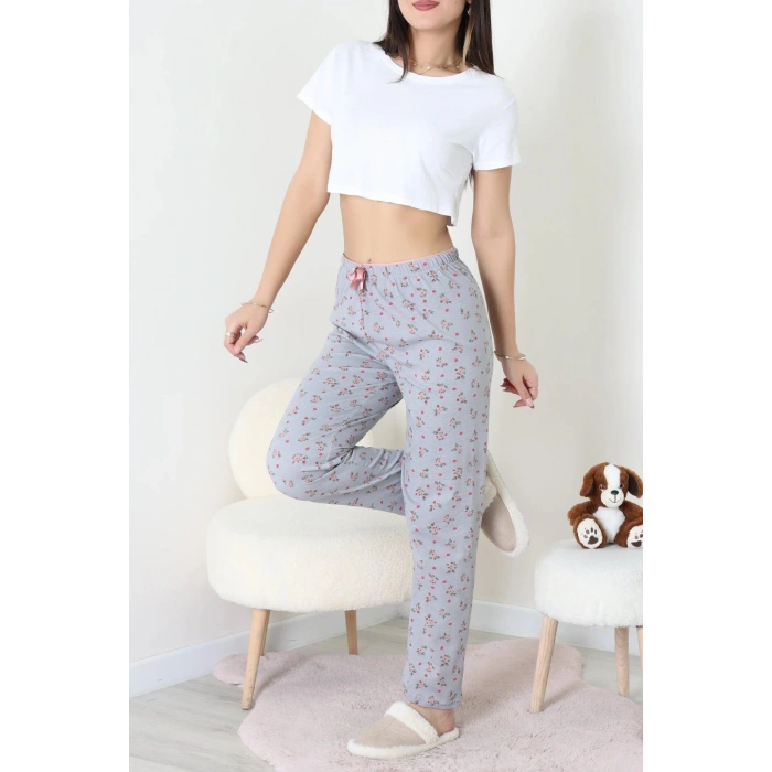 Viskon Pijama Altı Griçiçekli - 52284.2145.