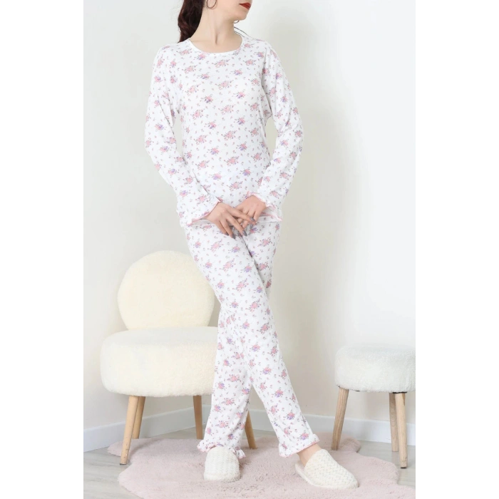 Viskon Ribana Baharlık Fırfırlı Pijama Takımı Çiçek - 787.1287.