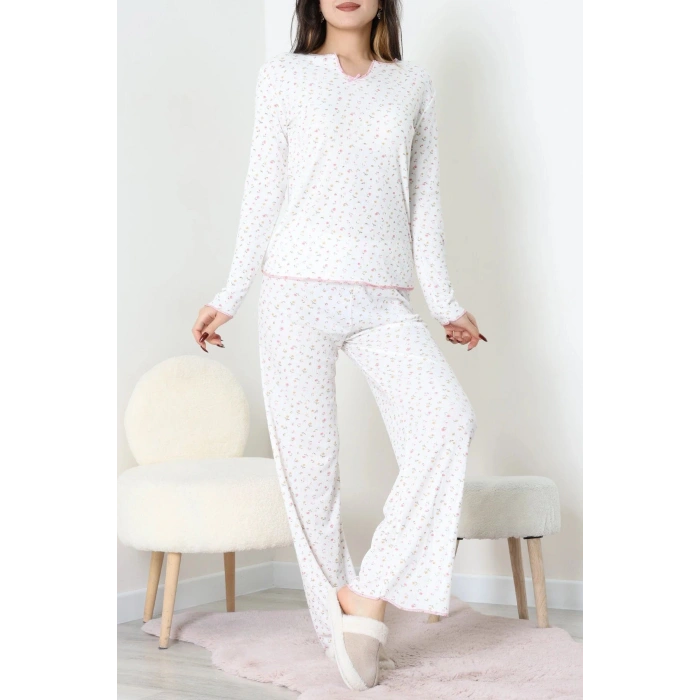 Viskon Ribana Baharlık Fiyonklu Pijama Takımı Çiçek - 785.1287.