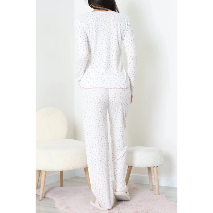 Viskon Ribana Baharlık Fiyonklu Pijama Takımı Çiçek - 785.1287.