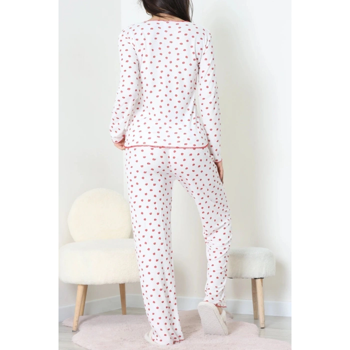 Viskon Ribana Baharlık Fiyonklu Pijama Takımı Çilek - 785.1287.