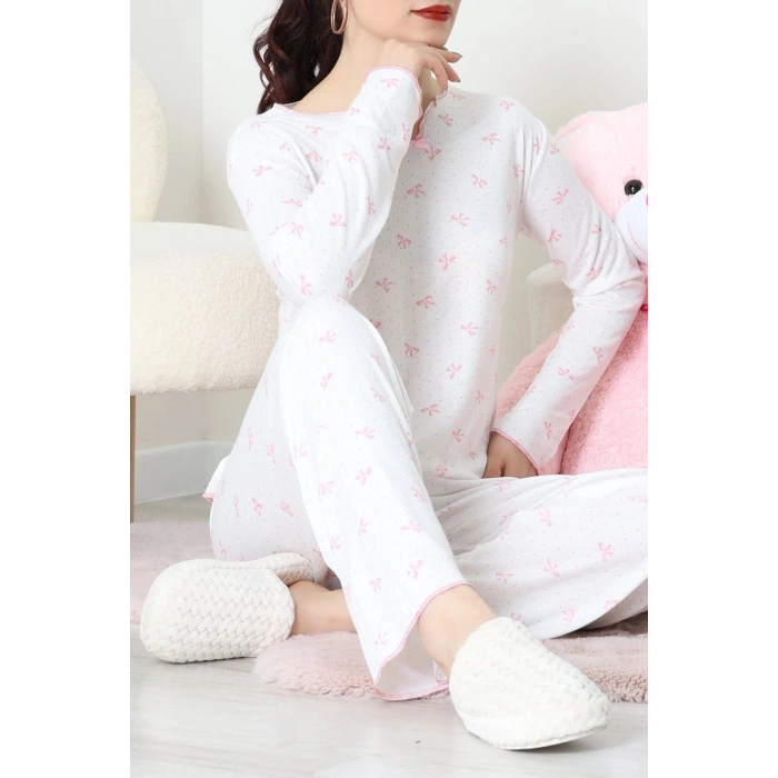 Viskon Ribana Baharlık Fiyonklu Pijama Takımı Pembefiyonk - 785.1287.