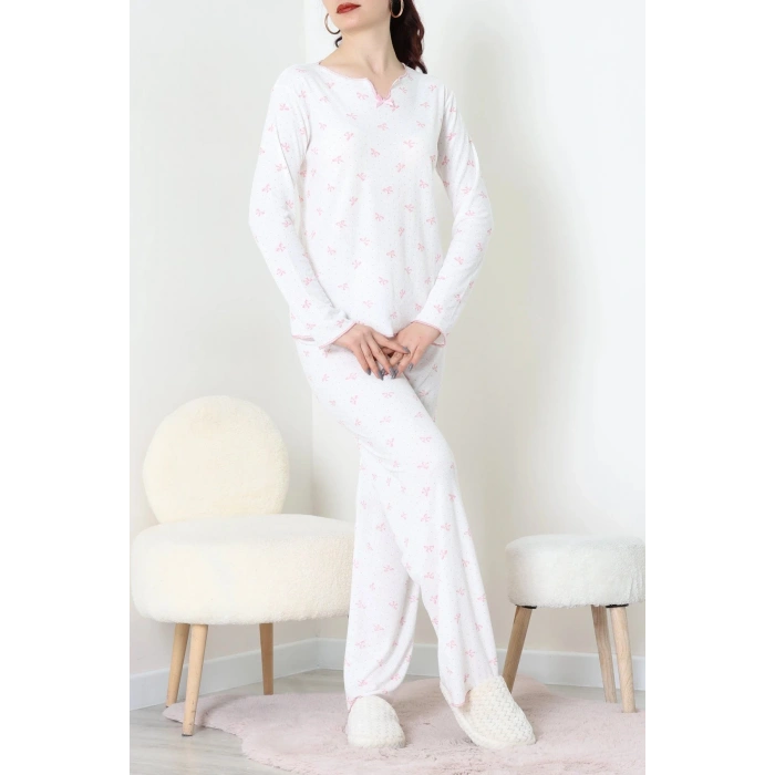 Viskon Ribana Baharlık Fiyonklu Pijama Takımı Pembefiyonk - 785.1287.