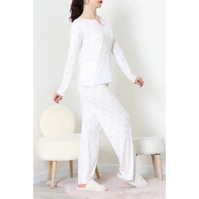 Viskon Ribana Baharlık Fiyonklu Pijama Takımı Pembefiyonk - 785.1287.