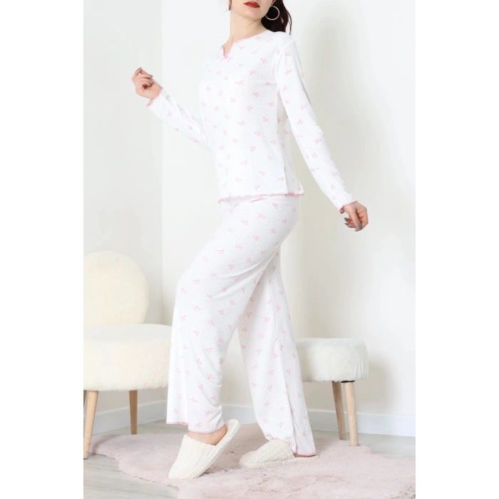 Viskon Ribana Baharlık Fiyonklu Pijama Takımı Pembefiyonk - 785.1287.