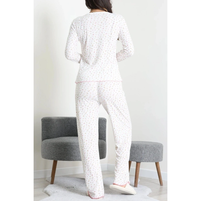 Viskon Ribana Baharlık Pijama Takımı Beyazçiçek - 791.1287.