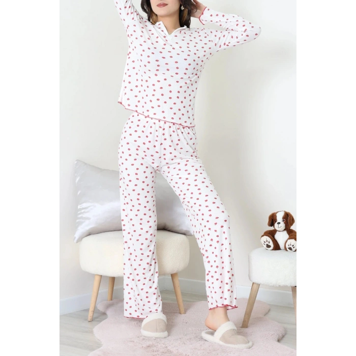 Viskon Ribana Baharlık Pijama Takımı Beyazçilek - 791.1287.