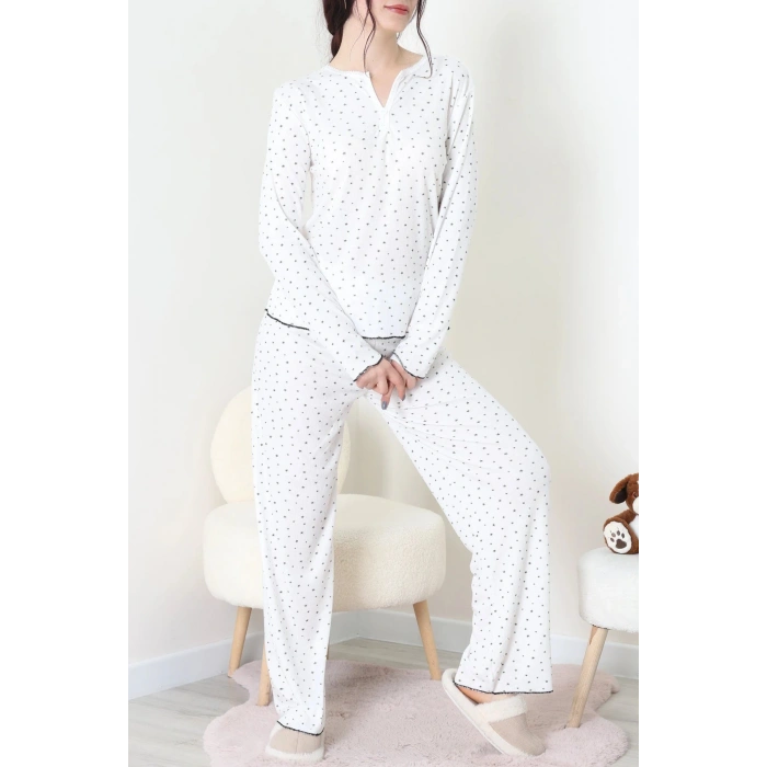 Viskon Ribana Baharlık Pijama Takımı Beyazyıldız - 791.1287.
