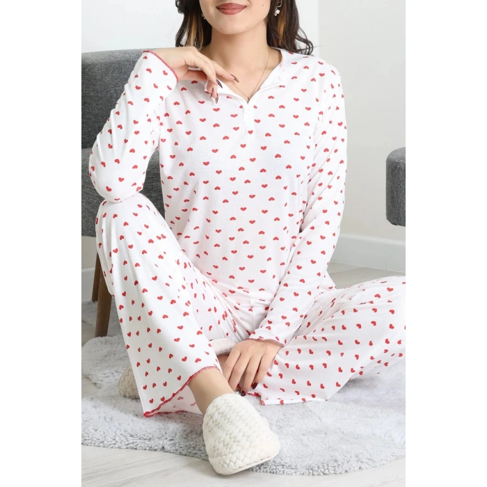 Viskon Ribana Baharlık Pijama Takımı Kırmızıkalp - 791.1287.
