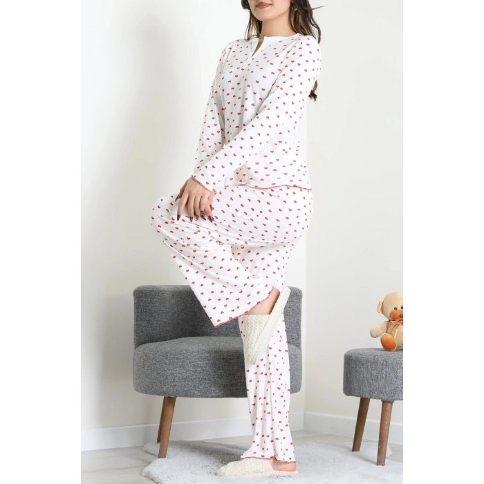 Viskon Ribana Baharlık Pijama Takımı Kırmızıkalp - 791.1287.