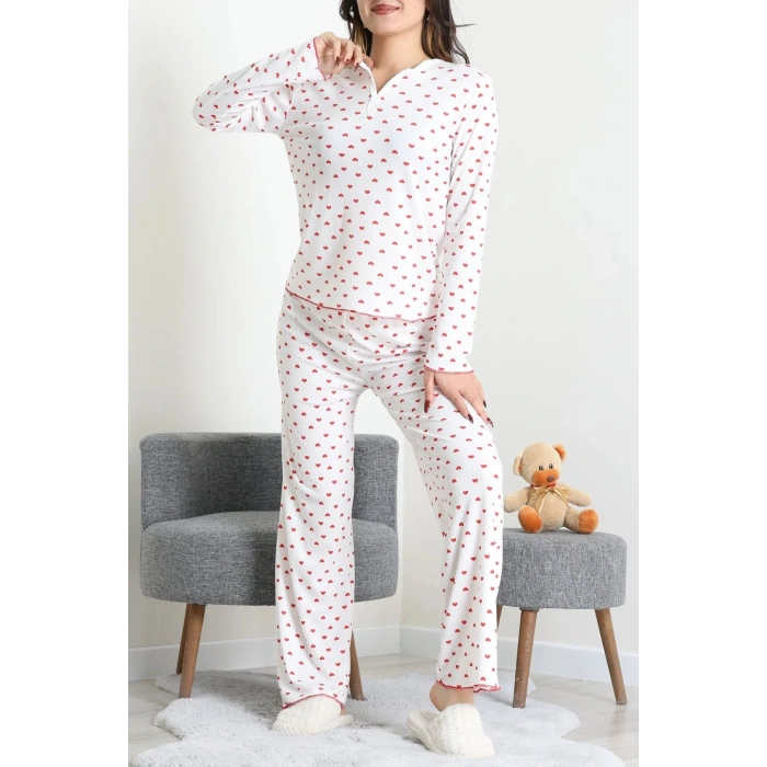 Viskon Ribana Baharlık Pijama Takımı Kırmızıkalp - 791.1287.