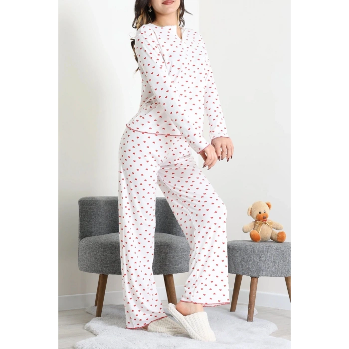 Viskon Ribana Baharlık Pijama Takımı Kırmızıkalp - 791.1287.