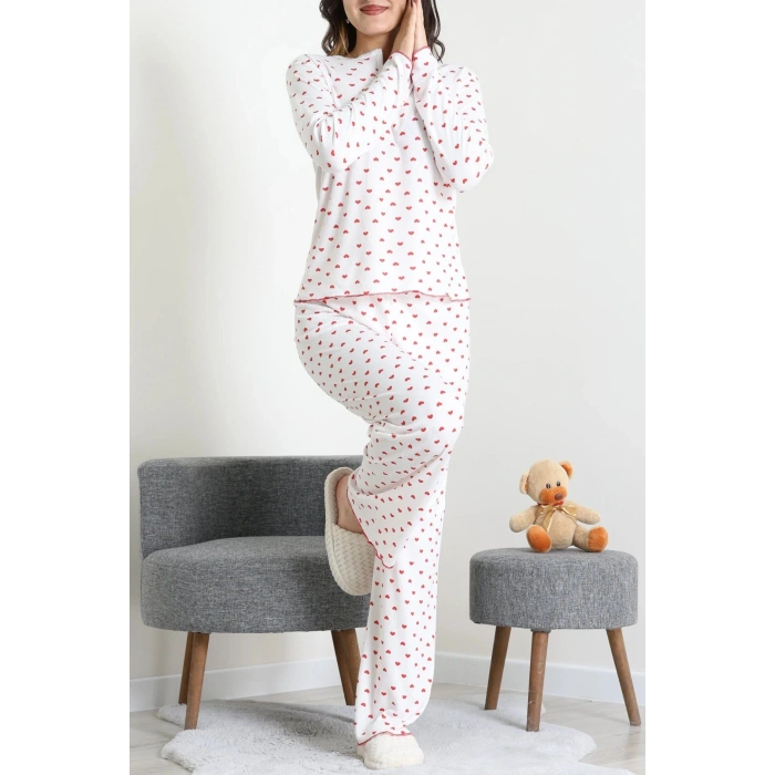 Viskon Ribana Baharlık Pijama Takımı Kırmızıkalp - 791.1287.