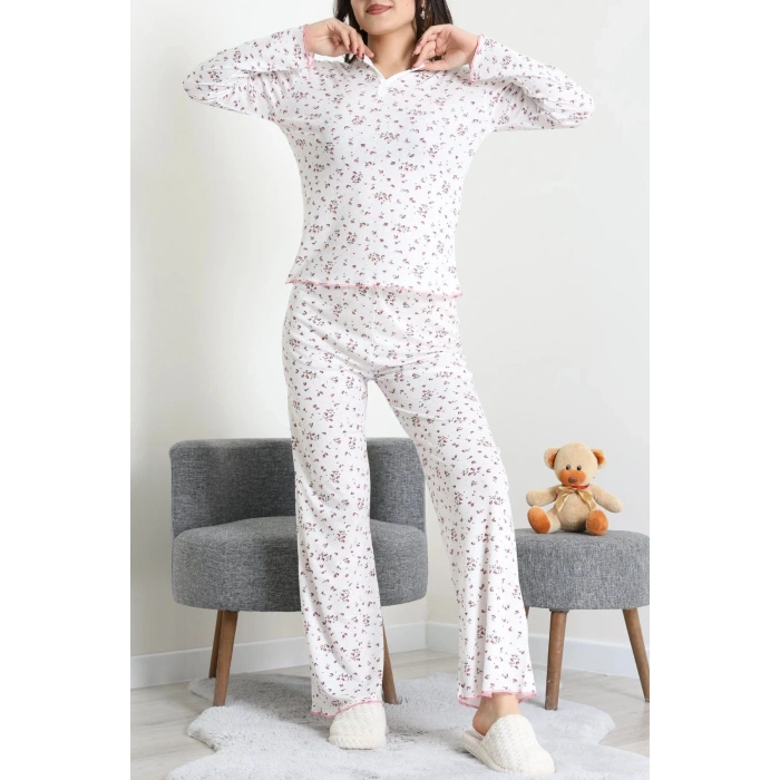 Viskon Ribana Baharlık Pijama Takımı Pembeçiçek - 791.1287.