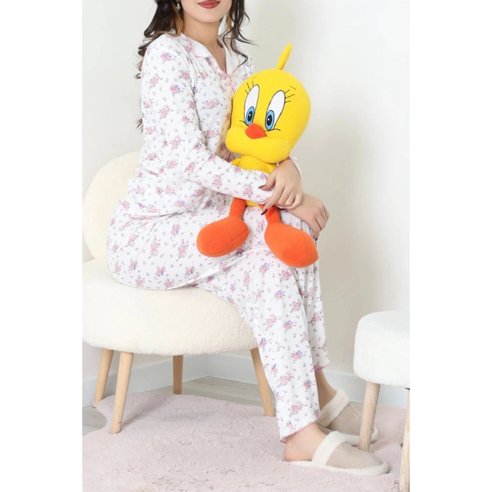 Viskon Ribana Fiyonklu Pijama Takımı Çiçek - 784.1287.