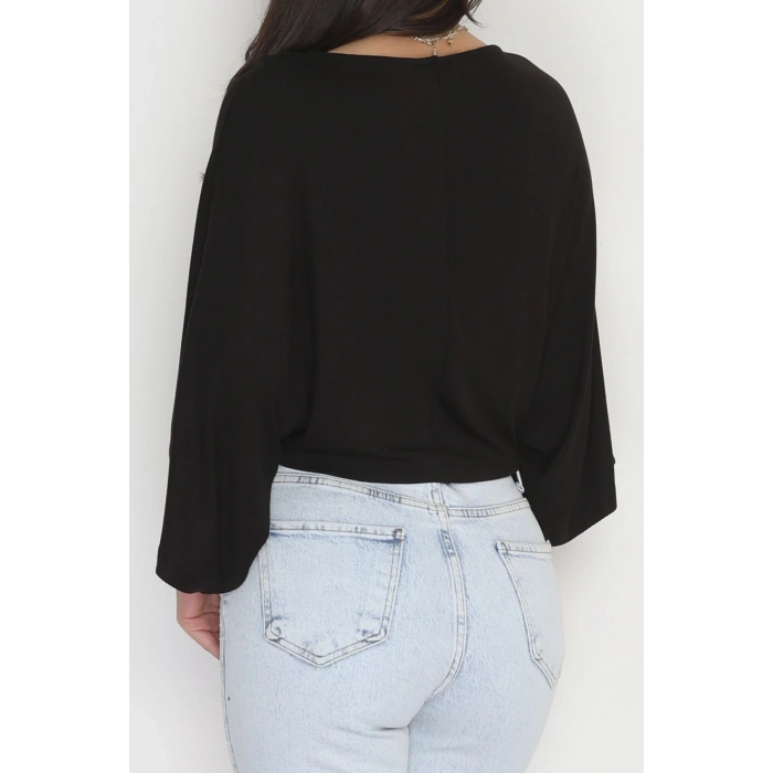 Viskon Ribana Yarasa Kol Bluz Siyah - 43563.1254.