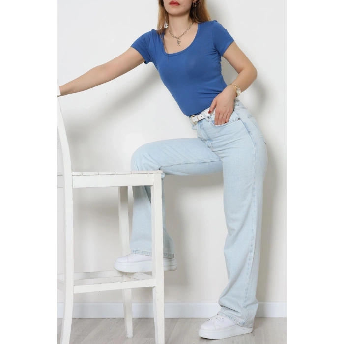 Viskon Yuvarlak Yaka Kısa Kol Body Mavi - 70883.2127.