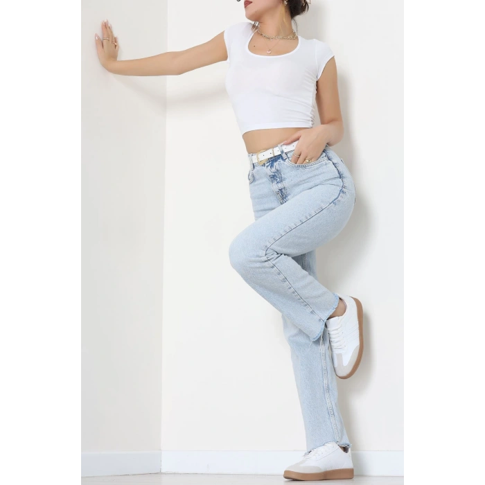 Viskon Yuvarlak Yaka Kısa Kollu Body Beyaz - 7100.2127.