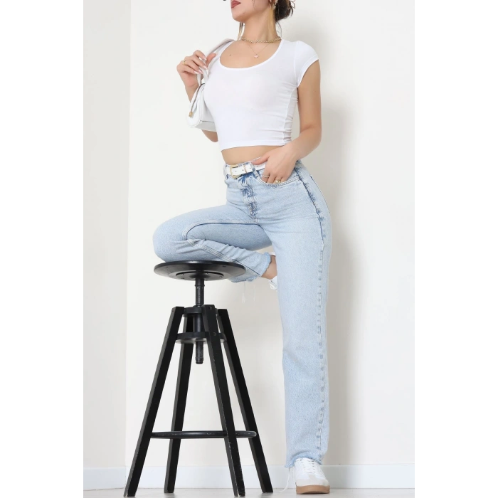 Viskon Yuvarlak Yaka Kısa Kollu Body Beyaz - 7100.2127.