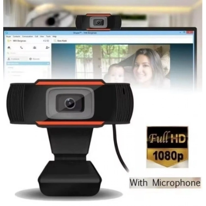 Webcam Orjınal 1080p Konferans Kamera Dahili Mikrofon Chat Görüntülü Sohbet Yayın Kamerası Hd Video