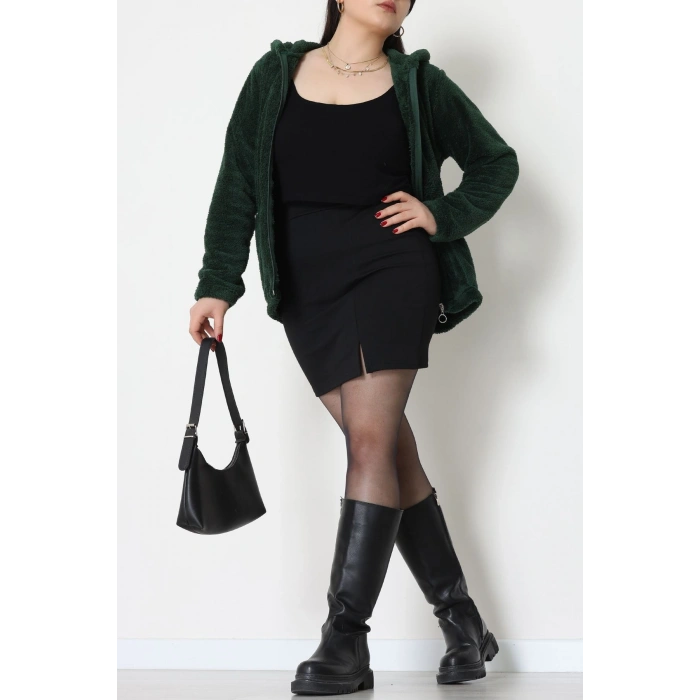 Welsoft Kumaş Kapşonlu Battal Ceket Zümrüt - 70749.107.