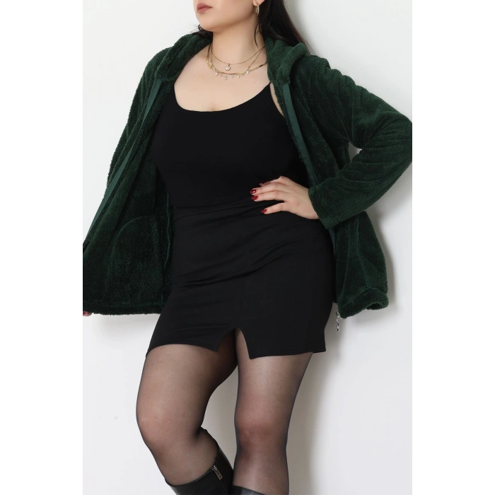 Welsoft Kumaş Kapşonlu Battal Ceket Zümrüt - 70749.107.