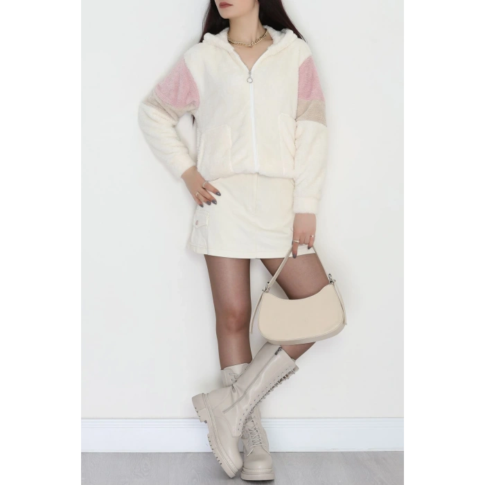 Welsoft Kumaş Kapşonlu Ceket Ekrupembe - 70748.107.