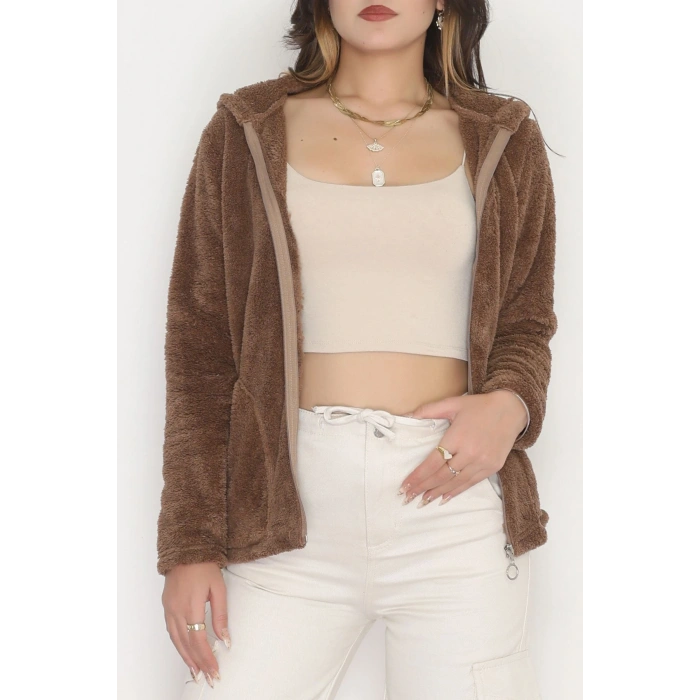 Welsoft Kumaş Kapşonlu Ceket Kahve - 51608.107.