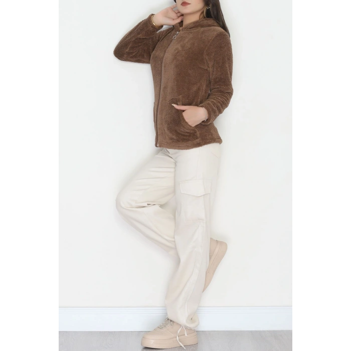 Welsoft Kumaş Kapşonlu Ceket Kahve - 51608.107.