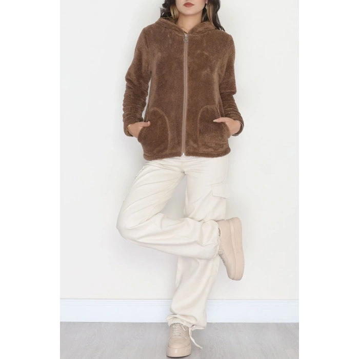 Welsoft Kumaş Kapşonlu Ceket Kahve - 51608.107.