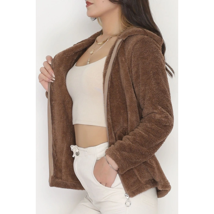Welsoft Kumaş Kapşonlu Ceket Kahve - 51608.107.