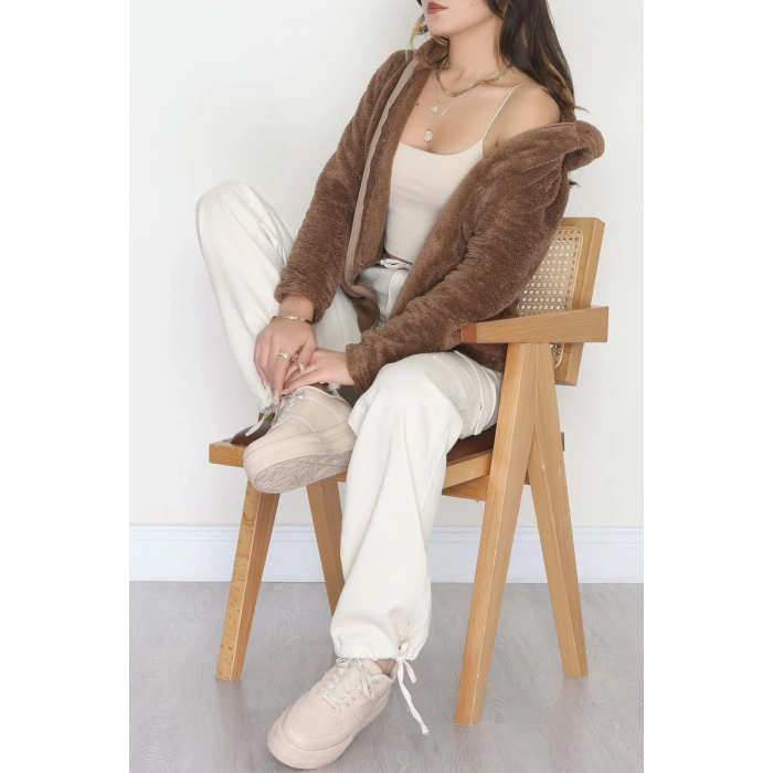 Welsoft Kumaş Kapşonlu Ceket Kahve - 51608.107.