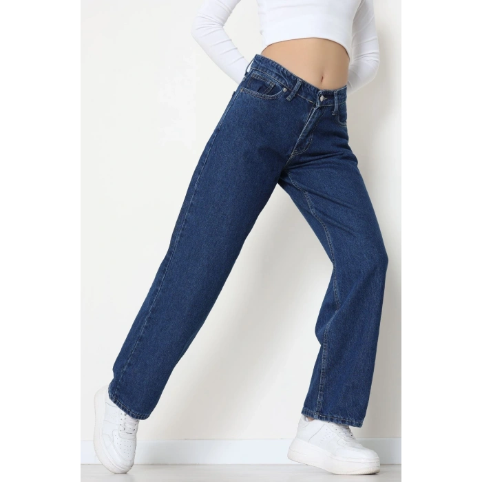 Wide Leg Kot Pantolon Lacivert - 31641.2059.