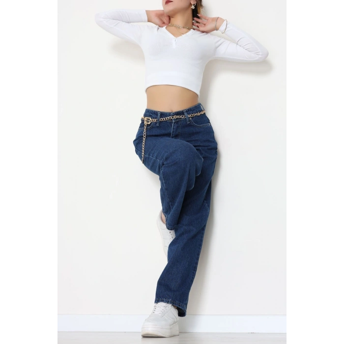 Wide Leg Kot Pantolon Lacivert - 31641.2059.