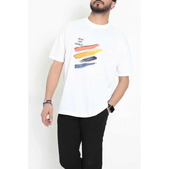 Wortex Oversize Erkek Tişört Beyaz - 31693.1878.