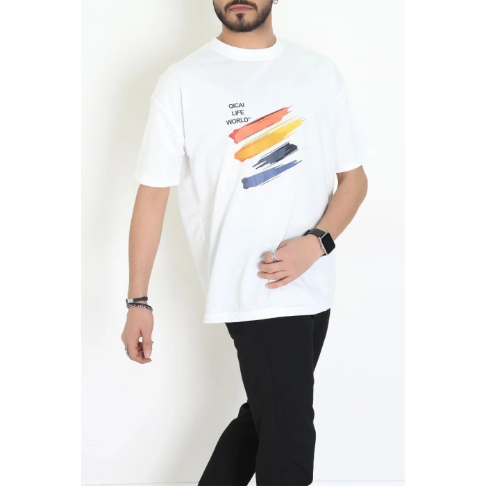 Wortex Oversize Erkek Tişört Beyaz - 31693.1878.
