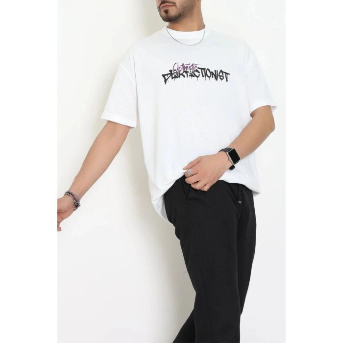 Wortex Oversize Erkek Tişört Beyaz - 31694.1878.